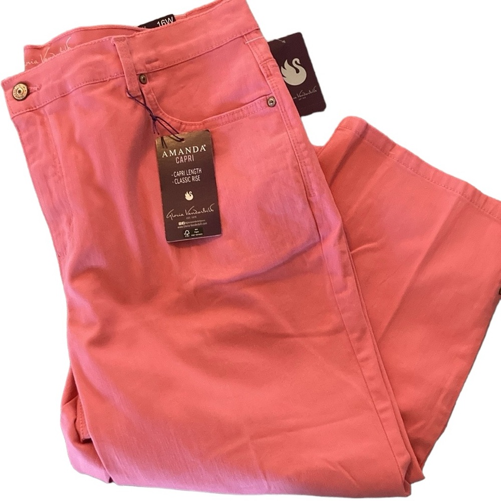 Gloria Vanderbilt Amanda capri NEW Sunkissed coral classic rise size 16W Summer